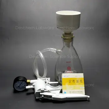 

500ml,Filtration Buchner Funnel Kit,Suction Flask,Handle Vacuum Pump,Filter Pape