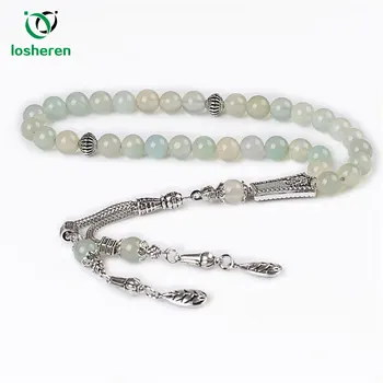 

LOSHEREN 8mm Agates Stone Bead Tassel Bracelets 33 Prayer Beads Islamic Muslim Tasbih Allah Mohammed Rosary For Women Men