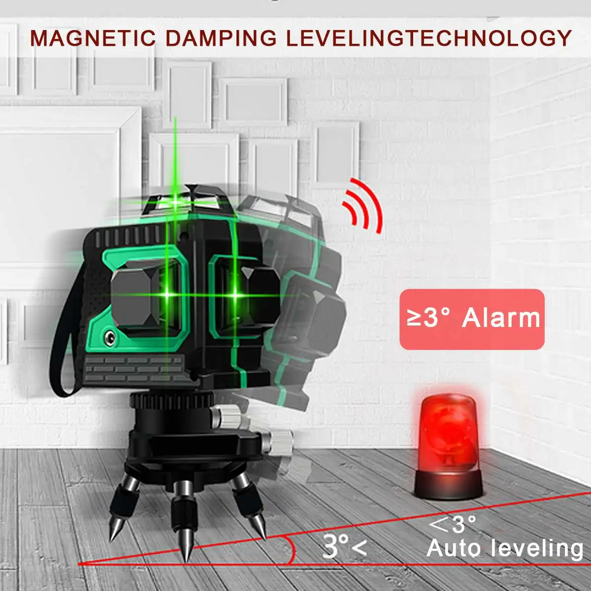 3D 12 линейный лазерный уровень измерения Автоматическая самовыравнивающийся 360 вертикальный горизонтальный крест супер мощный зеленый лазерный луч w/штатив-Трипод