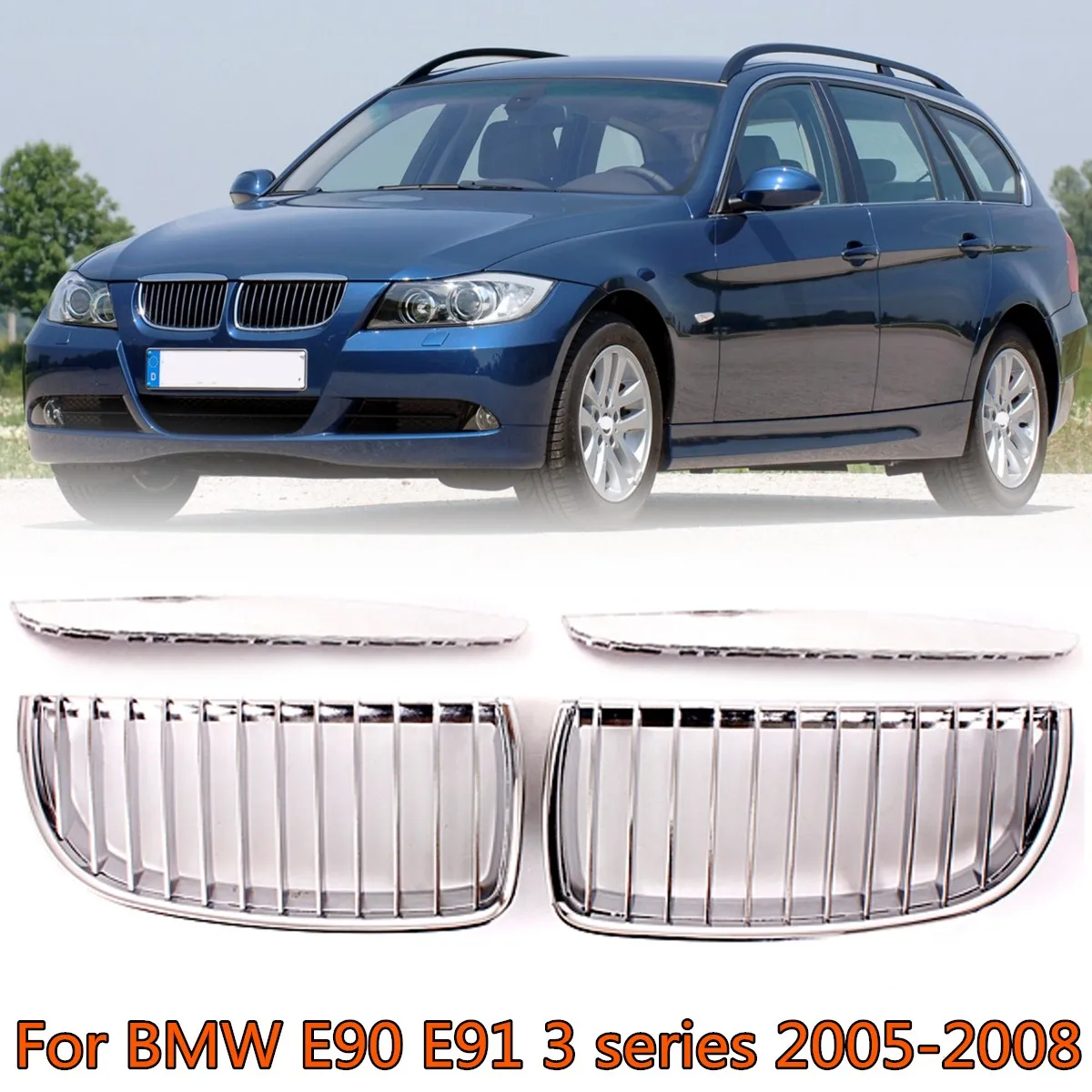 

Car Styling Racing Grills Pair Gloss Matte Black M Kidney Grille Grill For BMW E90 E91 Sedan Wagon 2005 2006 2007 2008