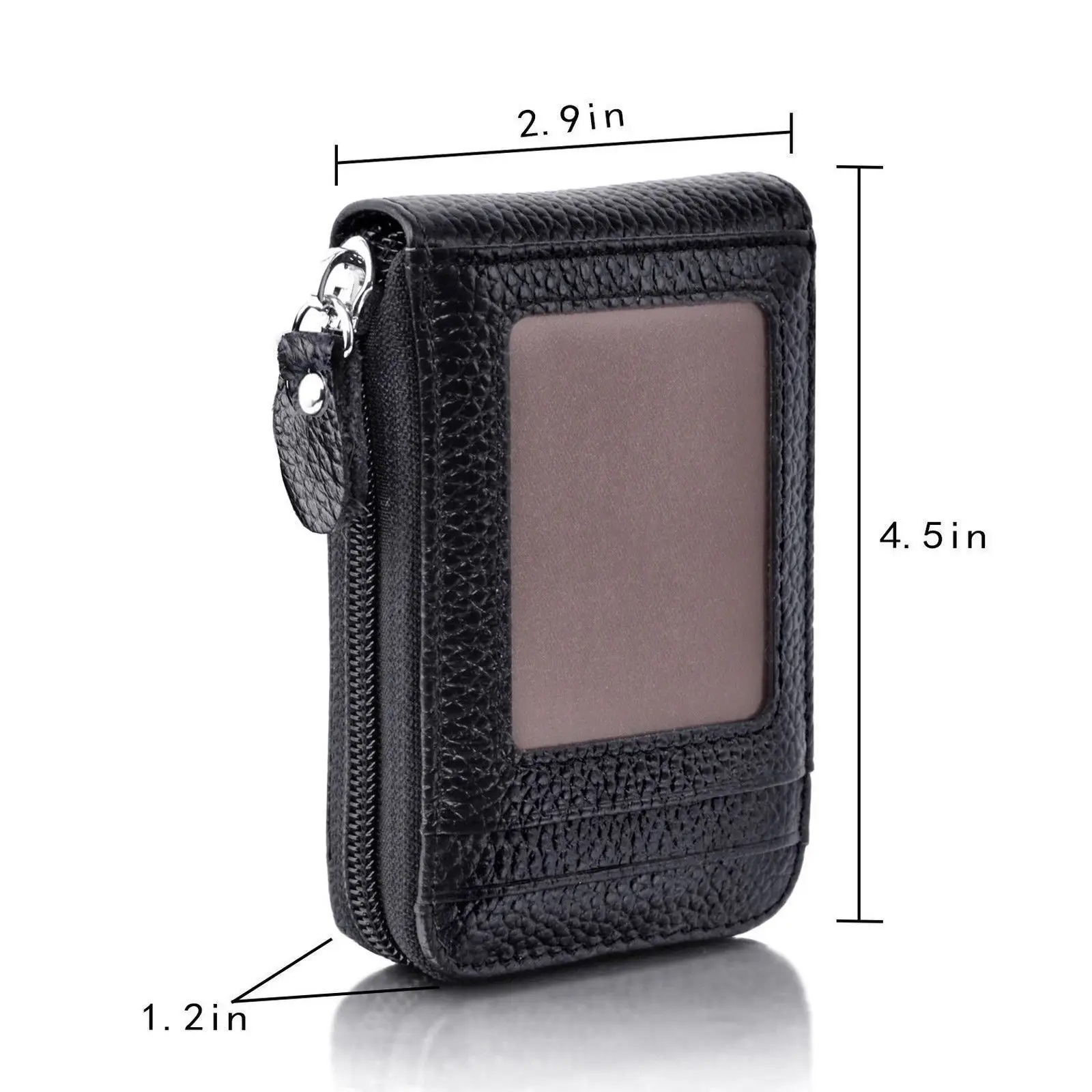 Men's Wallet Genuine Leather Credit Card Holder RFID Blocking Zipper Pocket Thin Men's Wallet Genuine Leather Credit Card Holder RFID Blocking Zipper Pocket Thin