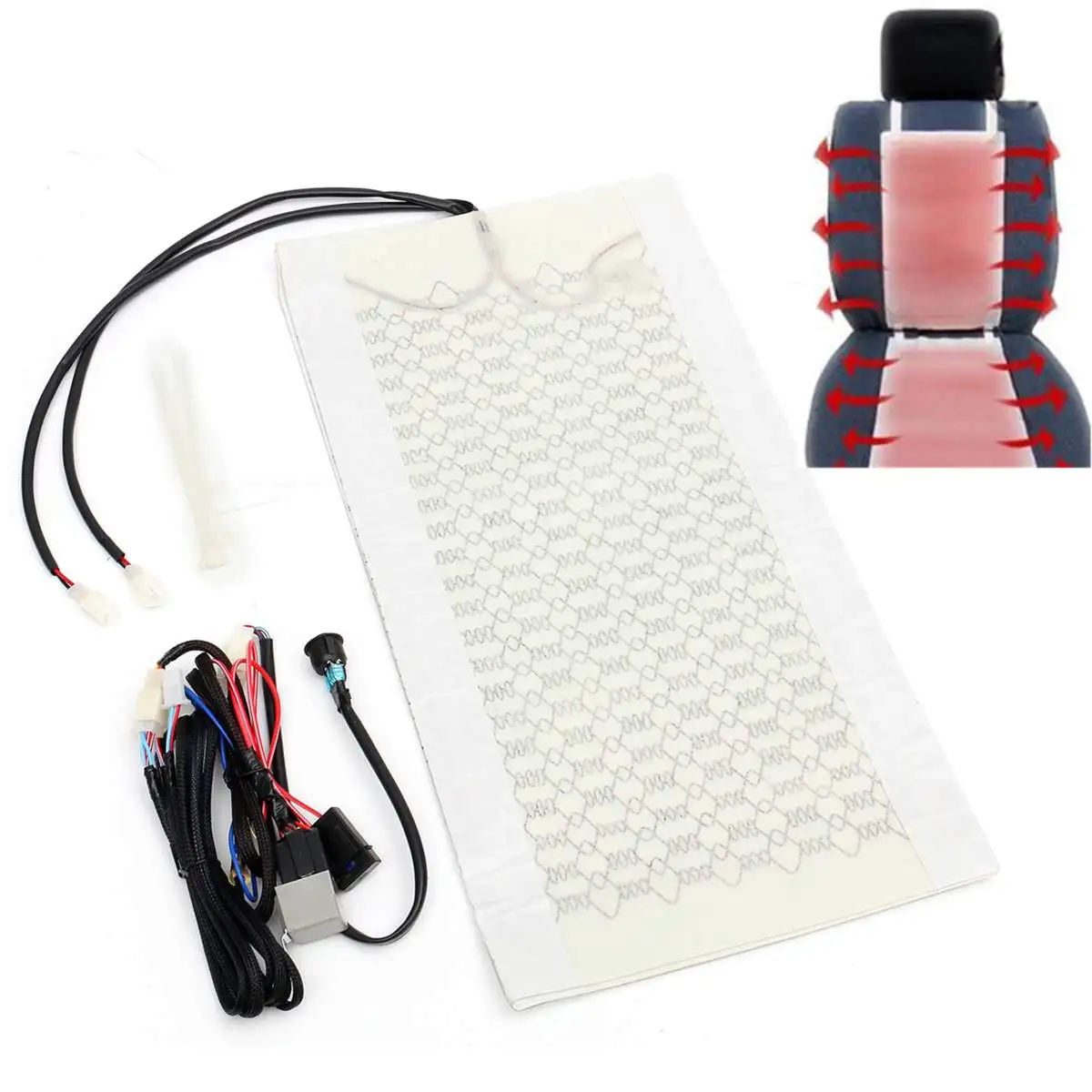 2xPads Carbon Fiber Universal Heated Seat heating Heater Pads Car High