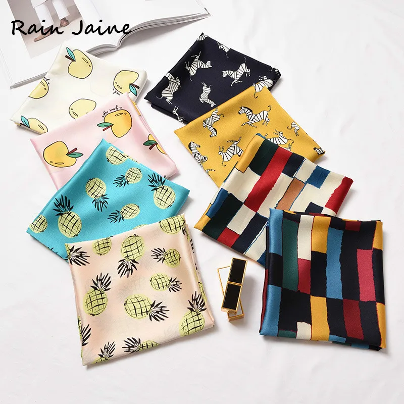 

70x70cm Kerchief Woman Korean Fresh Concise Square Silk Hijab Scarf Joker Leisure Time Fashion Decoration Season Foulard Scarves