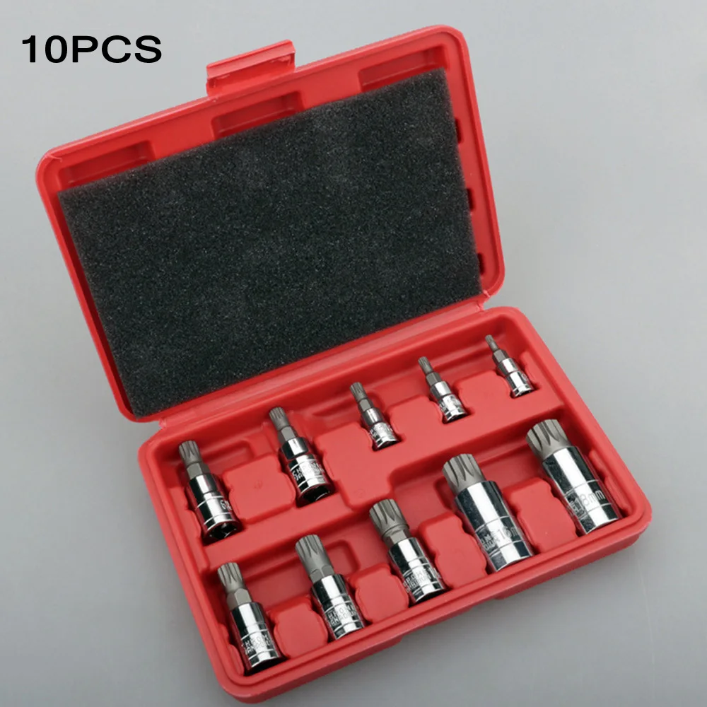 

10pcs/Set Sockets Set & Bit XZN 12 Bits Spline Socket Kit Point Triple Square Tamper Proof Security Repair