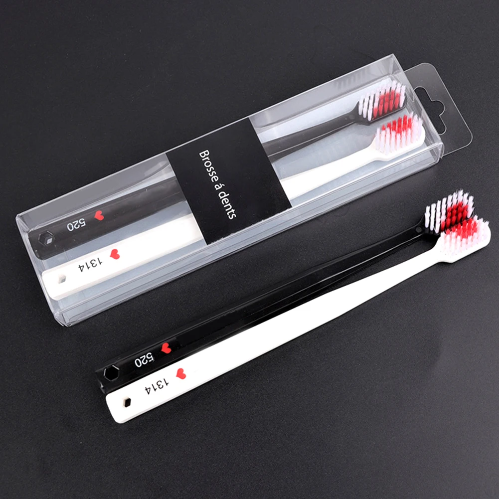 

2 Pcs/set Soft Bristles Eco-friendly Anti Bacteria Personal Accessories Oral Cleaning Toothbrush Manual Portable Heart Pattern