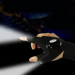 Ночная Рыбалка перчатки с светодиодный свет спасения инструменты Шестерни без пальцев ремонт дома перчатки мужчины половины пальцев