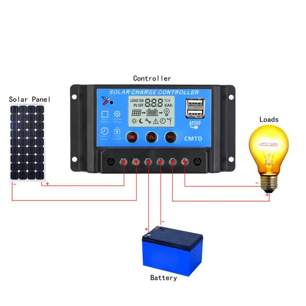 

Newest LCD Solar Charger Controller 10A 12V/24V Auto Regulator Timer for Solar Panel Battery Lamp Lighting Overload Protection