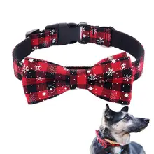 Новая собака Рождество Снежинка ошейники регулируемый галстук-бабочка-воротник галстук бант одежда для домашних собак кошек собак клетчатый воротник