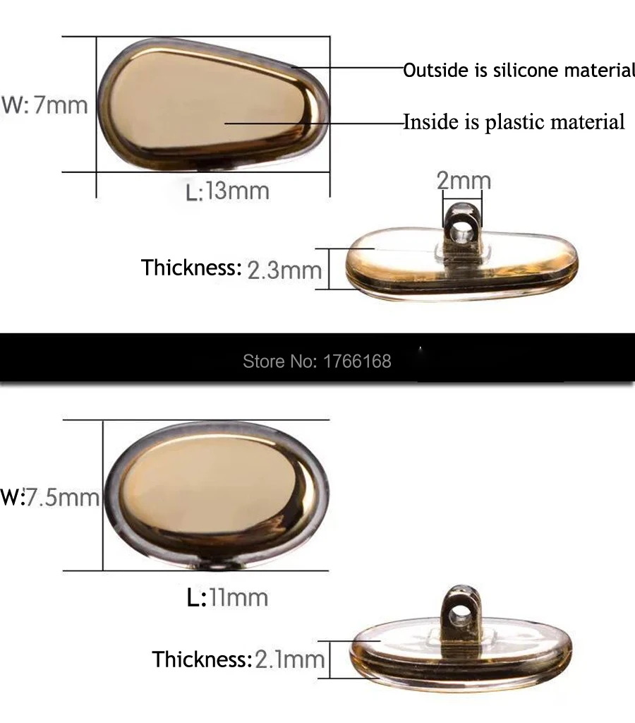 2000 шт = 1000 пар, Новые Мягкие Силиконовые носовые упоры для оптических очков, аксессуары для очков, ввинчивающиеся серебристо-золотые варианты