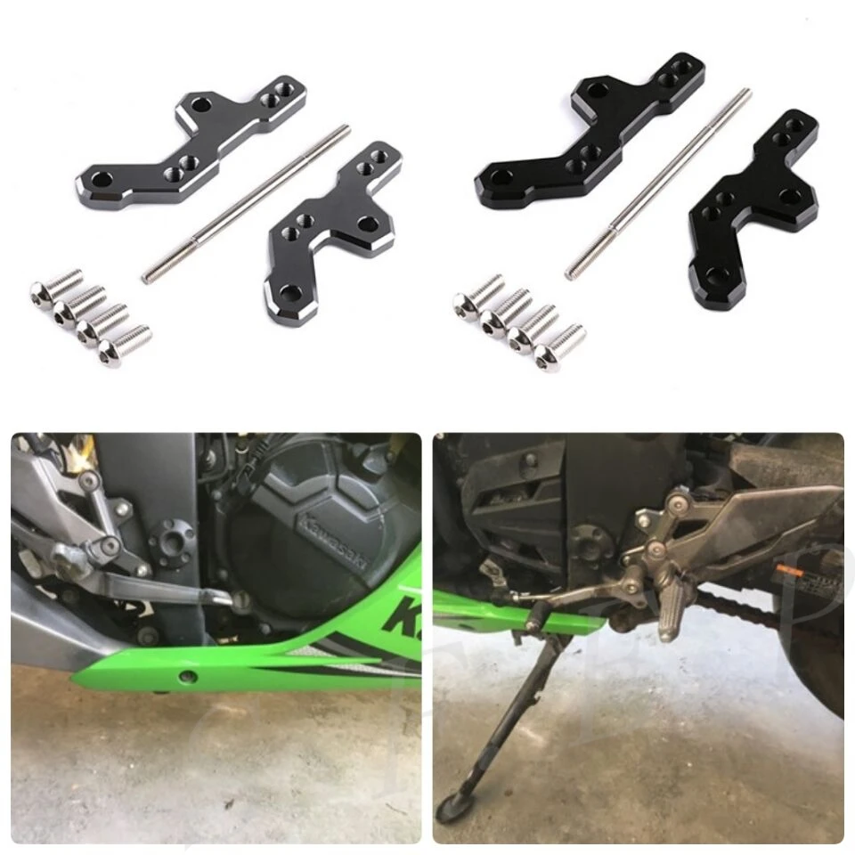 

Motorcycle CNC Aluminum Adjustable Rearsets Foot Pegs Mount Bracket Base For Kawasaki Ninja 250 Ninja 300 ZX-300R Z250 Z300