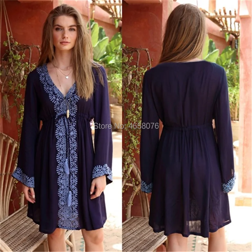 

2019 Embroidery Cotton Bathing suit Cover ups Tunics for Beach Robe de Praia Swim suit Cover up Swimwear Women Beachwear