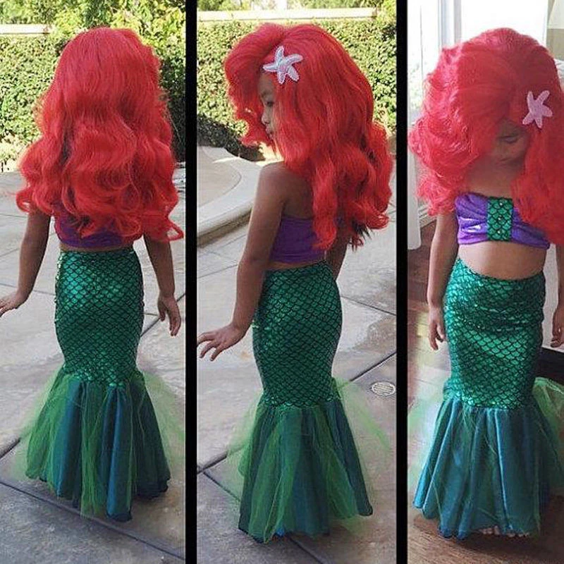 Disfraz de la Sirenita Ariel para niñas, vestido verde de lujo, para el  sol|Vestidos| - AliExpress