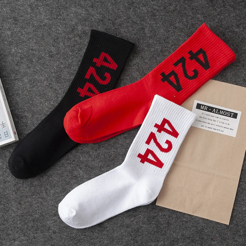

424 Socks Male Tide High-Top Korean-Style Summer Cotton Stockings Tide Street European And American Cool Hip Hop Long hua ban wa