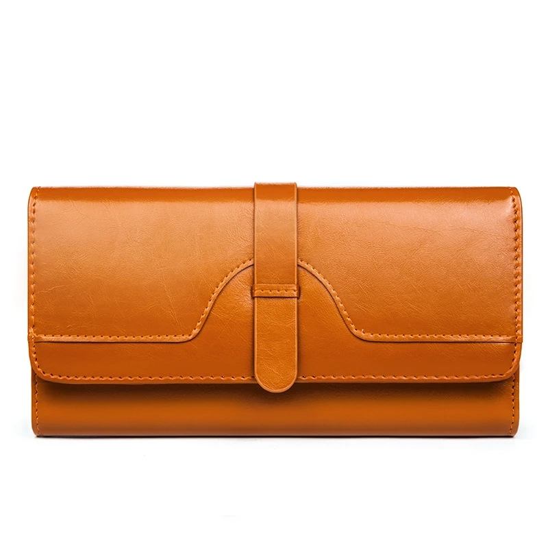

Ladies Buckle Leather Wallet Female Long Section Of The Dollar Clip Zipper Multi-Card Leather Women's Tide Women's Wallet