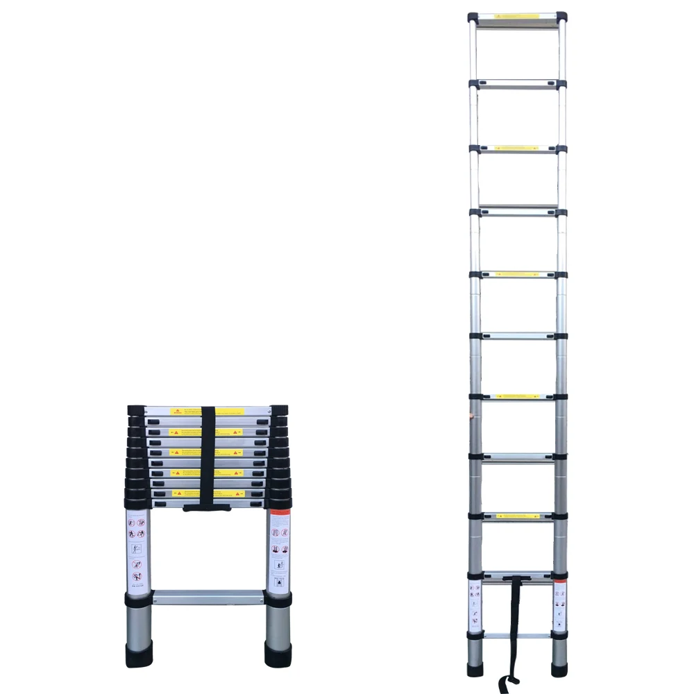 10.50FT (3,2 м) бытовой складываемый алюминиевый сплав Лестница 11 шагов выдвижные лестницы телескопическая Выдвижная