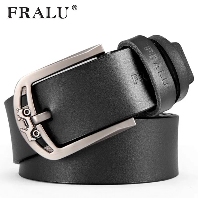 

FRALU 2019 mannen zwarte jeans band mannelijke vintage casual mannen riemen 100% mode koeienhuid lederen riem free shipping