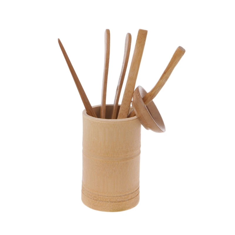 

opening promotion-6Pcs Tea Ceremony Utensils Set Bamboo Teaspoons Needle Clip Strainer Tong Tube
