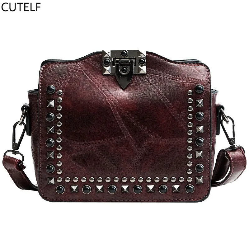 

Crossbody Bags For Women 2018 Small Shoulder Messenger Bag Vintage Leather Bags Luxury Handbags Designer Rivets Sac A Main