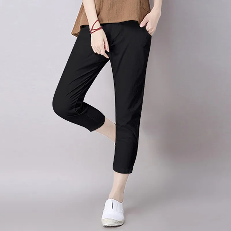 Plus Size 2019 Women Loose Original Design Vintage Linen Pants Solid Female Drawstring Pants Pure Capris Harem Trousers Plus Size 2019 Women Loose Original Design Vintage Linen Pants Solid Female Drawstring Pants Pure Capris Harem Trousers
