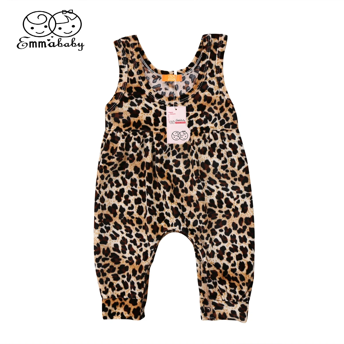 

Newborn Baby Girls Summer Casual Loose Leopard Sleeveless Romper Jumpsuit Outfits Clothes