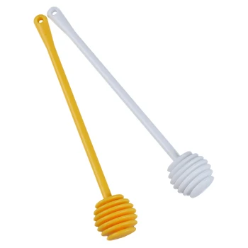 

2Pcs Honey Dipper Jam Stir Sticks Long Handle Yellow + White