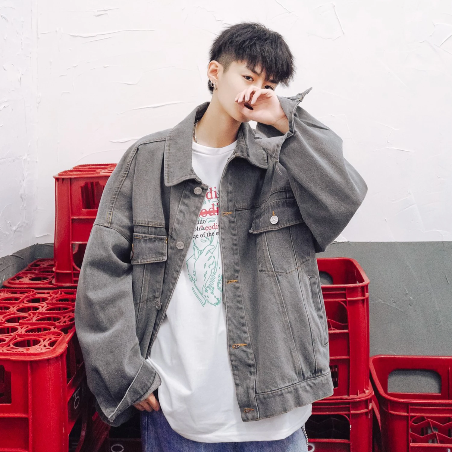 

2019 Solid Casual Slim Mens jackets and coats Denim Jacket Loose Korean Bomber High Quality Cowboy Men's Jean Chaqueta Hombre