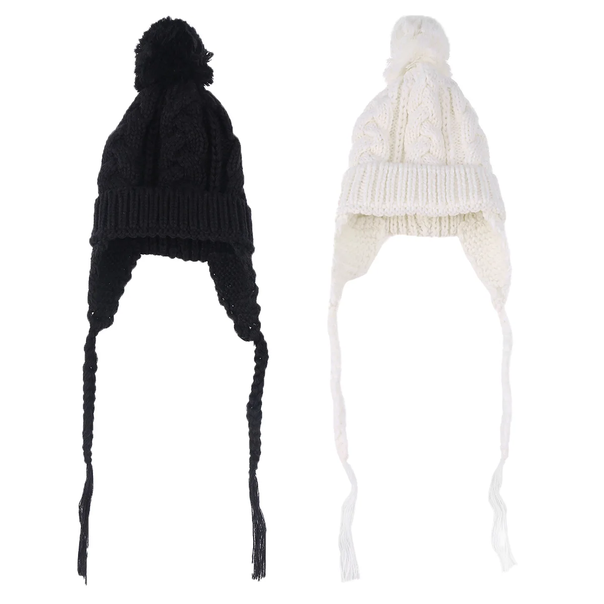 Унисекс Малыш ухо лоскут шапочка зима помпон шапка Крючки для вязания шерстью шапки