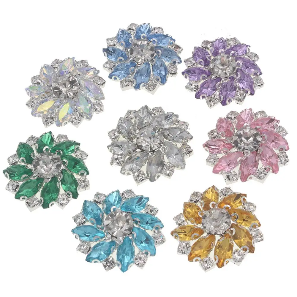 

New 5pcs 27mm Rhinestone Decorative Buttons For Clothing Handmade Crystal Brass Metal Button For Manualidades Costura Merceria