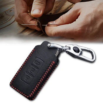 

Car Key Case For Mitsubishi ASX Lancer Outlander Pajero Eclipse 3 Buttons Smart Key Leather Car Key Protection cover Key Chain