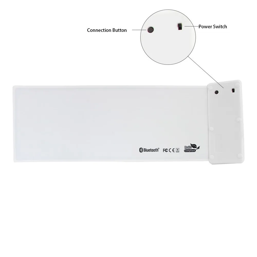 Goede Draadloze Bluetooth Toetsenbord Opvouwbare Roll Up Stille 87key Toetsenborden Zachte Siliconen Flexibele Teclado Voor PC Huawei Iphone Tablet