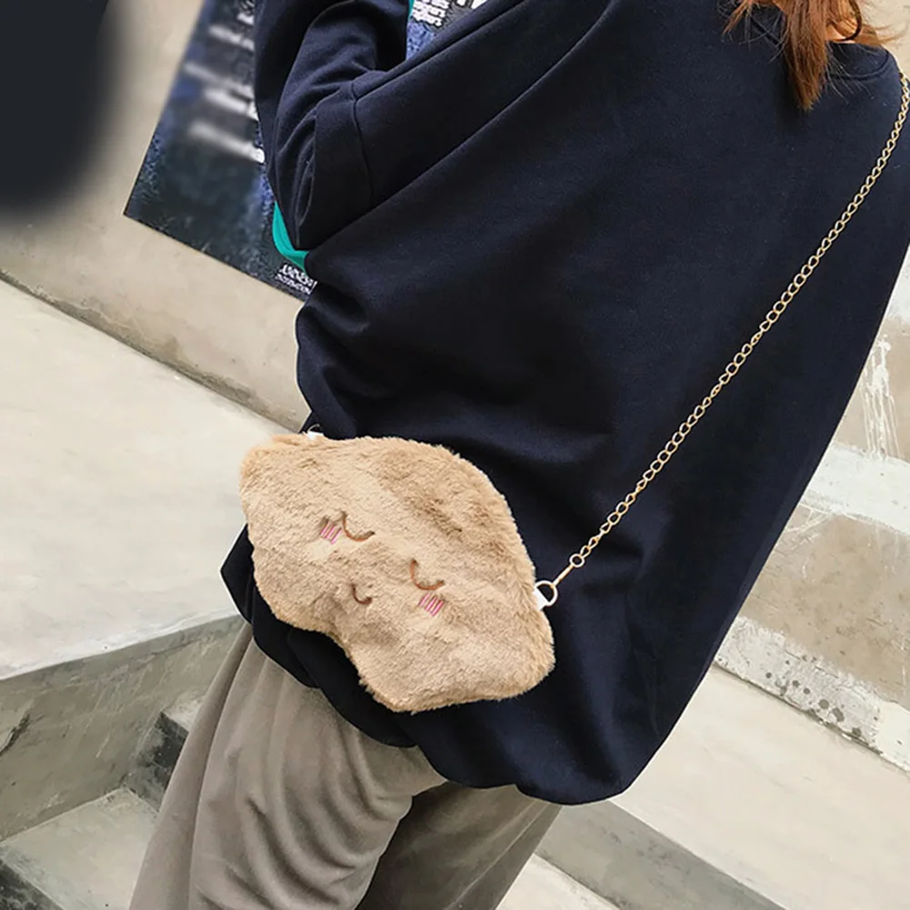 Женская фланелевая сумка через плечо Cute Cloud зимняя плюшевая с белой цепочкой