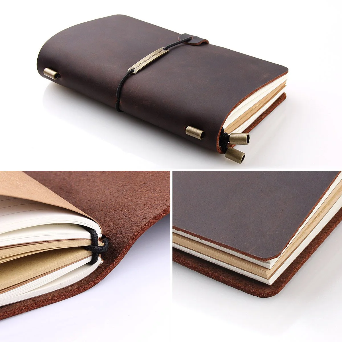 Винтажный подарок из воловьей кожи Handmad Notebook натуральной с ремонтом резины для