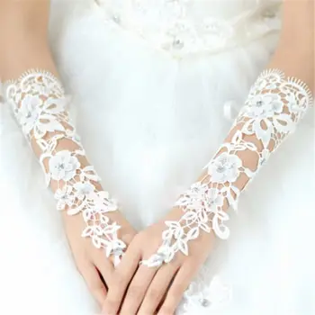 

Hot Sexy Women Lady fashion new brand Party White Lace Floral soft Fingerless Gloves