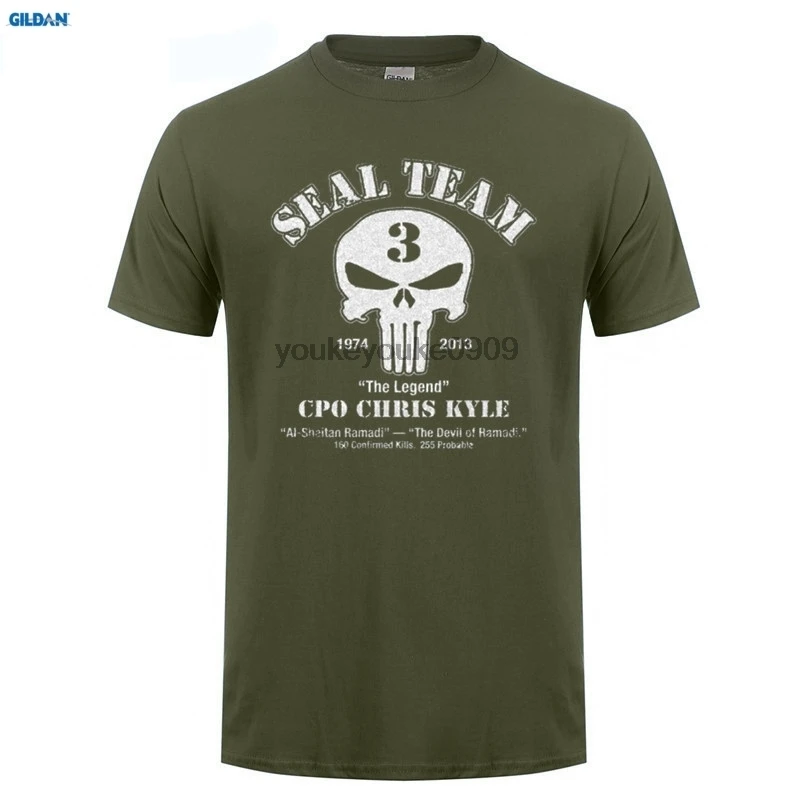 

GILDAN Men's Chris Kyle Seal Team Frog Foundation American Sniper Unisex T-shirt Cool o-neck Short Sleeves Tees shirts
