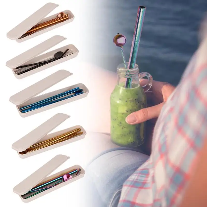

Eco-Friendly Party Drinking Straws Set Reusable High Quality Stainless Steel Straw with Cleaning Brush For Mugs