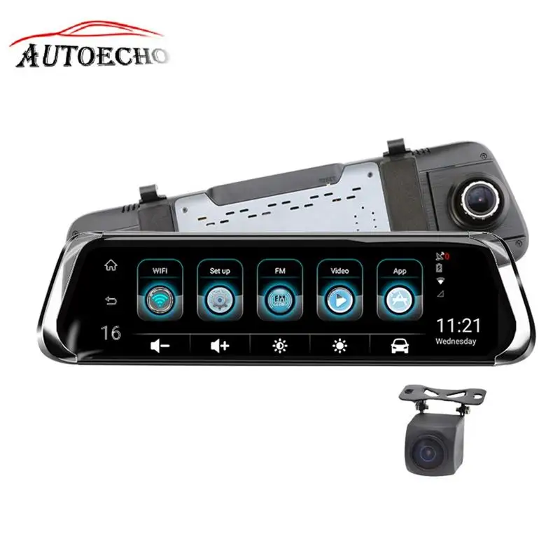

E08 10" Car Driving Recorder Quad Core A53 1GB RAM Wireless HD Dual Lens View Mirror With GPS Navigation ADAS WiFi Mirror Link