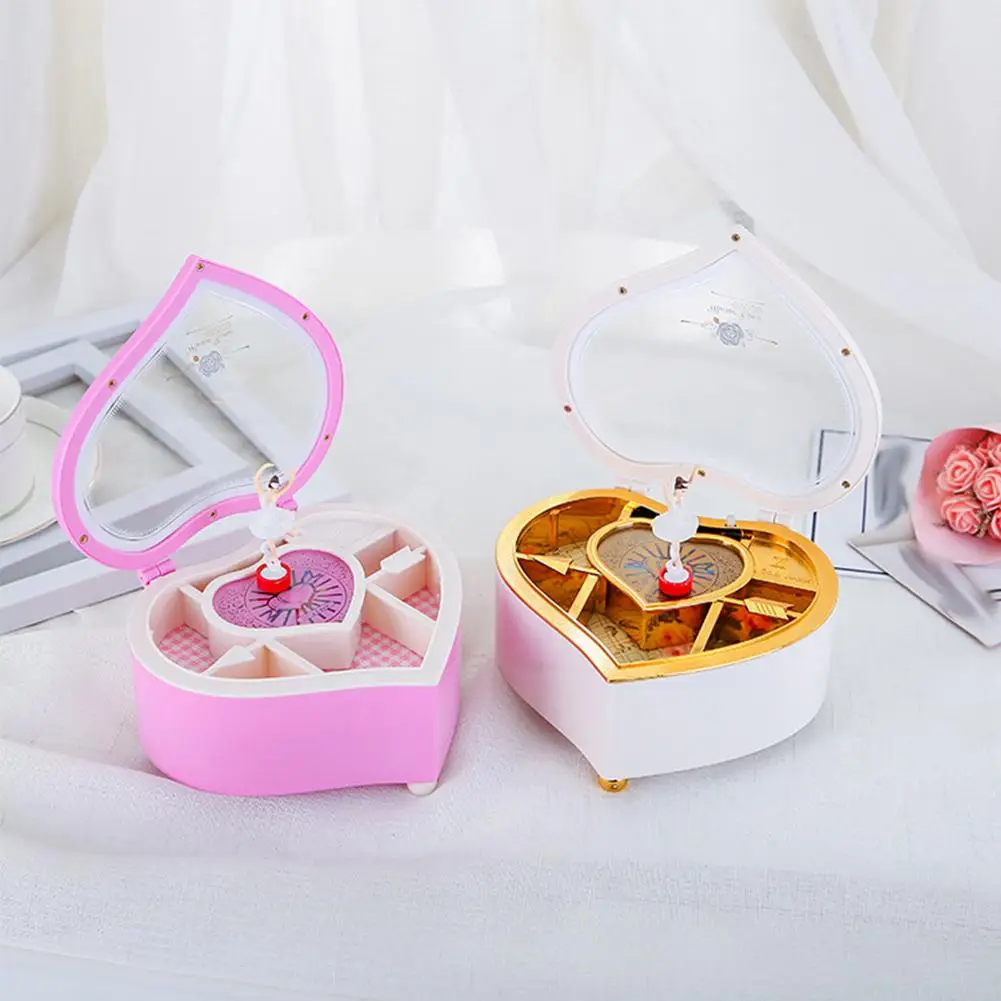 

Heart Shape Dancing Ballerina Girl Carousel Hand Crank Music Box Jewelry Storage Organizer Mechanism Gift For Friend Birthday