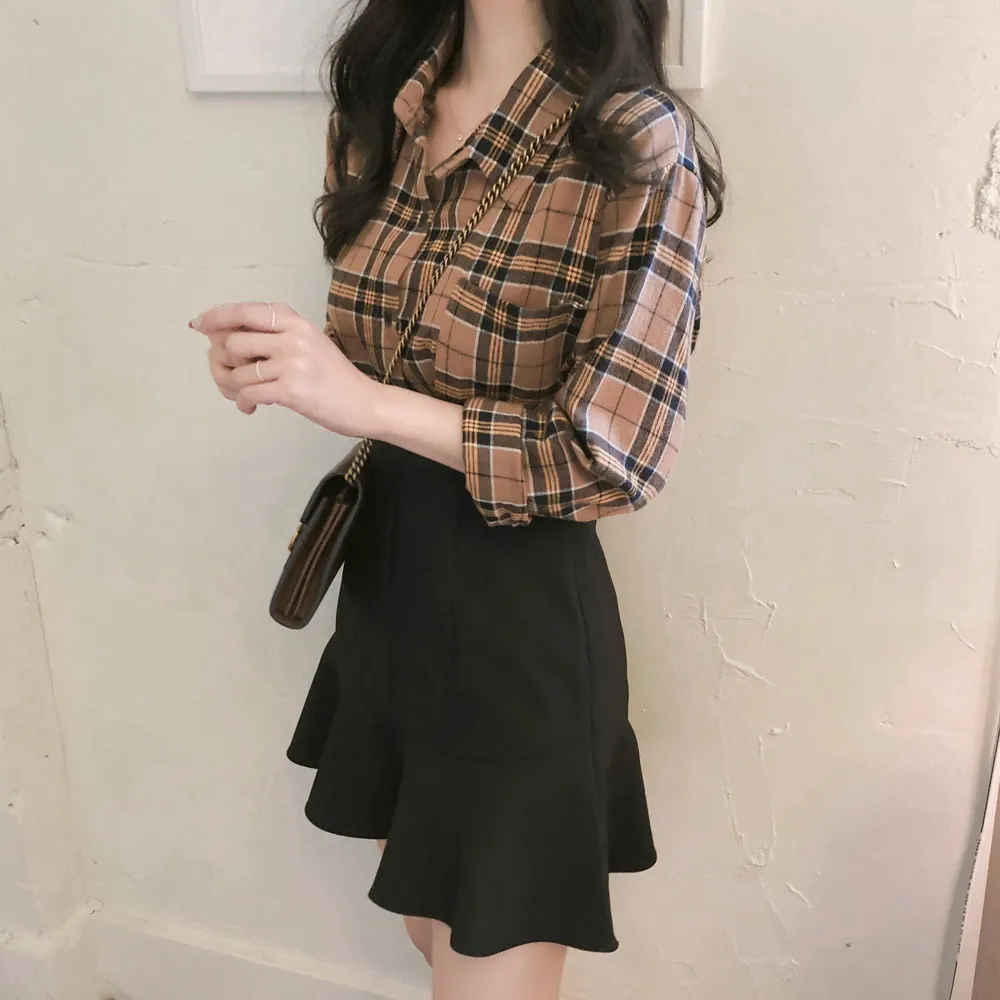 

vestidos package hip falbala skirts 2018 Women Woolen Mini Skirt Autumn Winter Vintage Skater Skirt High Waist Femininas