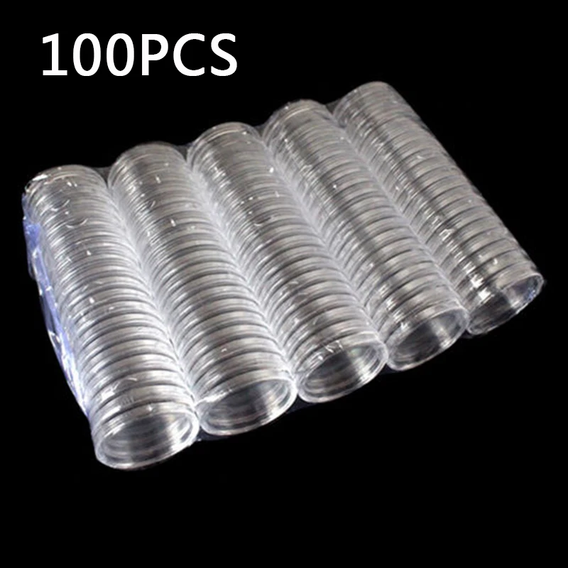 

100pcs Plastic Coin Box Clear Round Capsule Coin Boxes Collection Holder Storage Case Coin Collection Protector For 40mm Coins