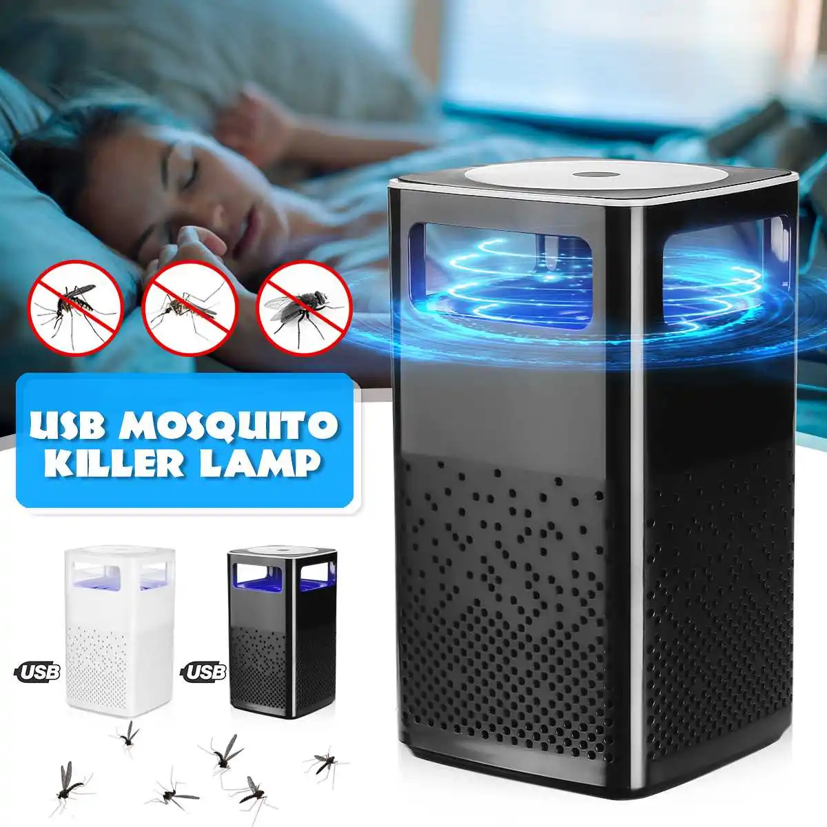 USB powered Mosquito Killing Lamp Ultraviolet light wave 7 blades fan