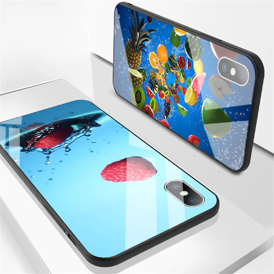 Ананас чехол из закаленного стекла для телефона iphone XS MAX XR X фрукты чехлы 8 7 6 6S Plus