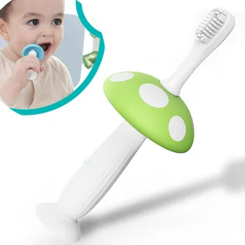 

Mushroom Shape Baby Training Toothbrush with Suction Cup Silicone Teething Care Child Kids Teeth Care