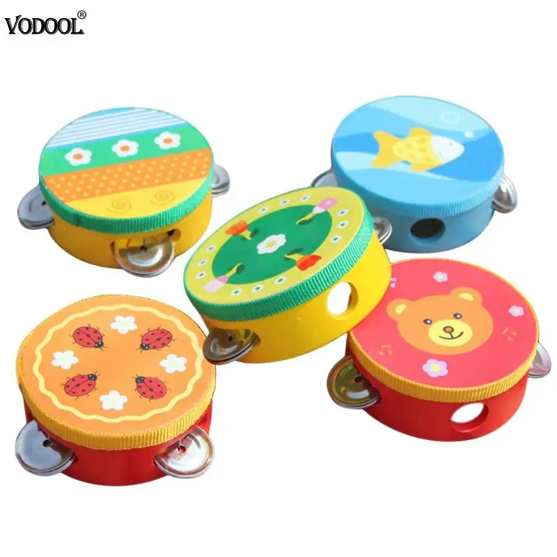 

Educational Cartoon Musical Tambourine Beat Instrument Hand Drum Baby Toys