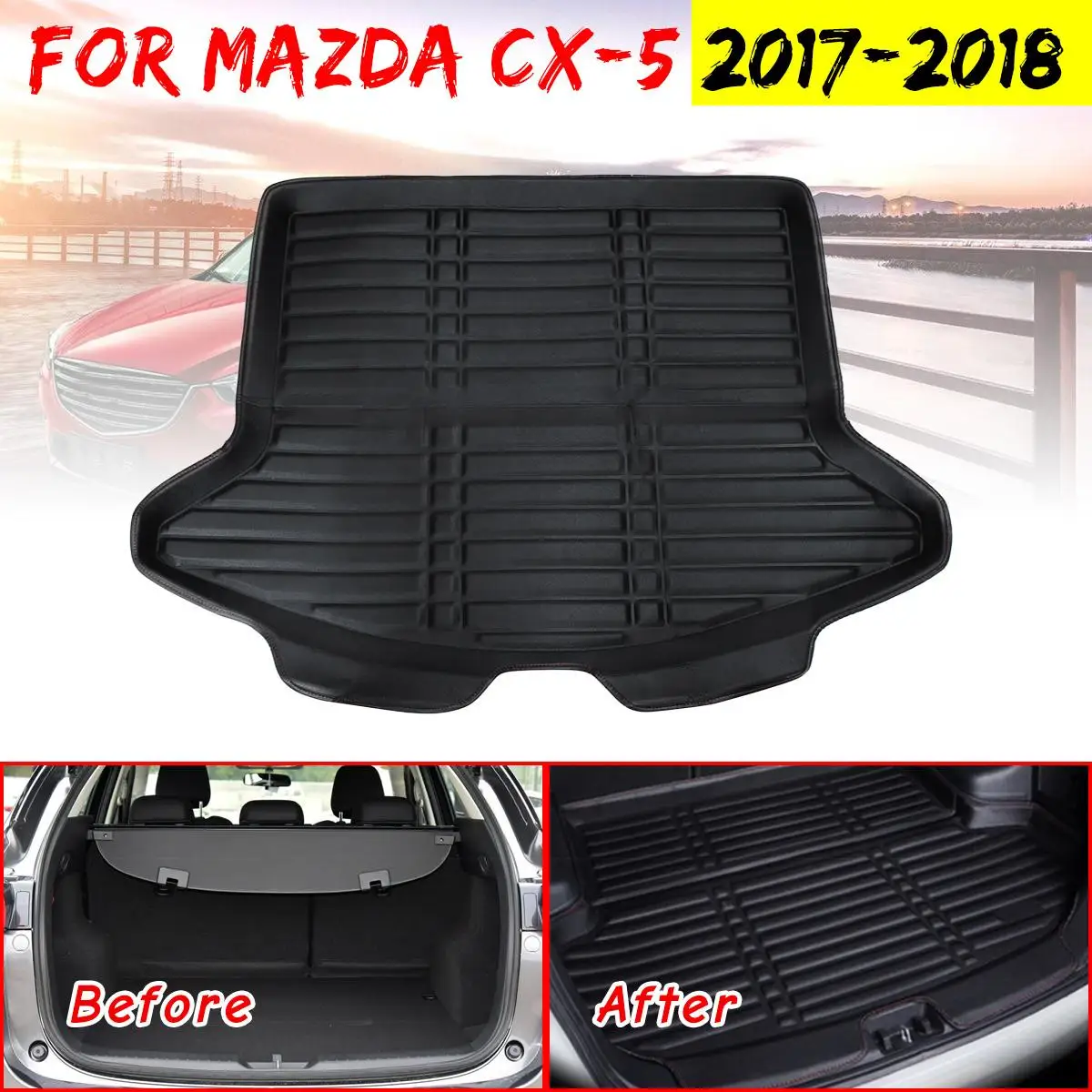 

For Mazda CX-5 CX5 2017 2018 Boot Mat Rear Trunk Liner Cargo Floor Tray Carpet Mud Pad Kick Guard Protector Car Accessories