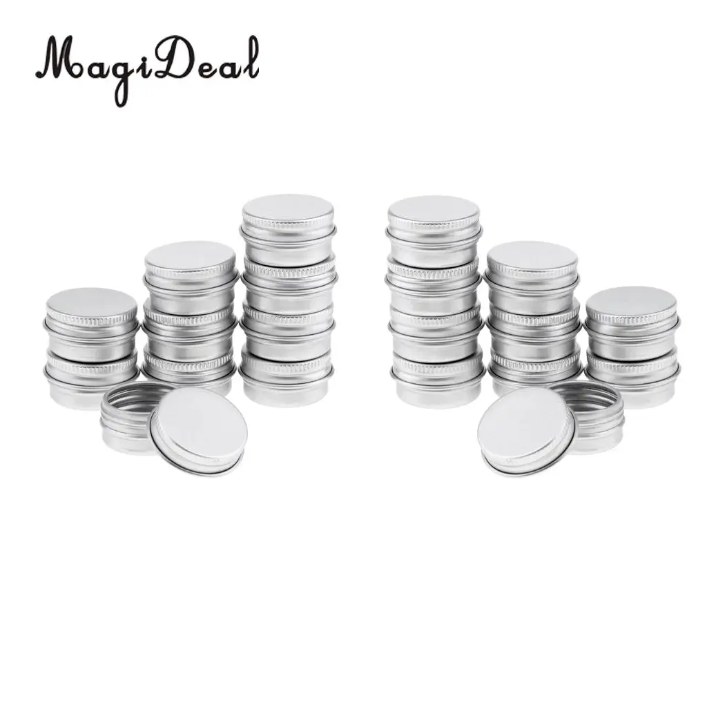 

20x Empty Aluminum Tins Cans with Screw Lids Box Container Jar Round Pot 5g for Cream Salves