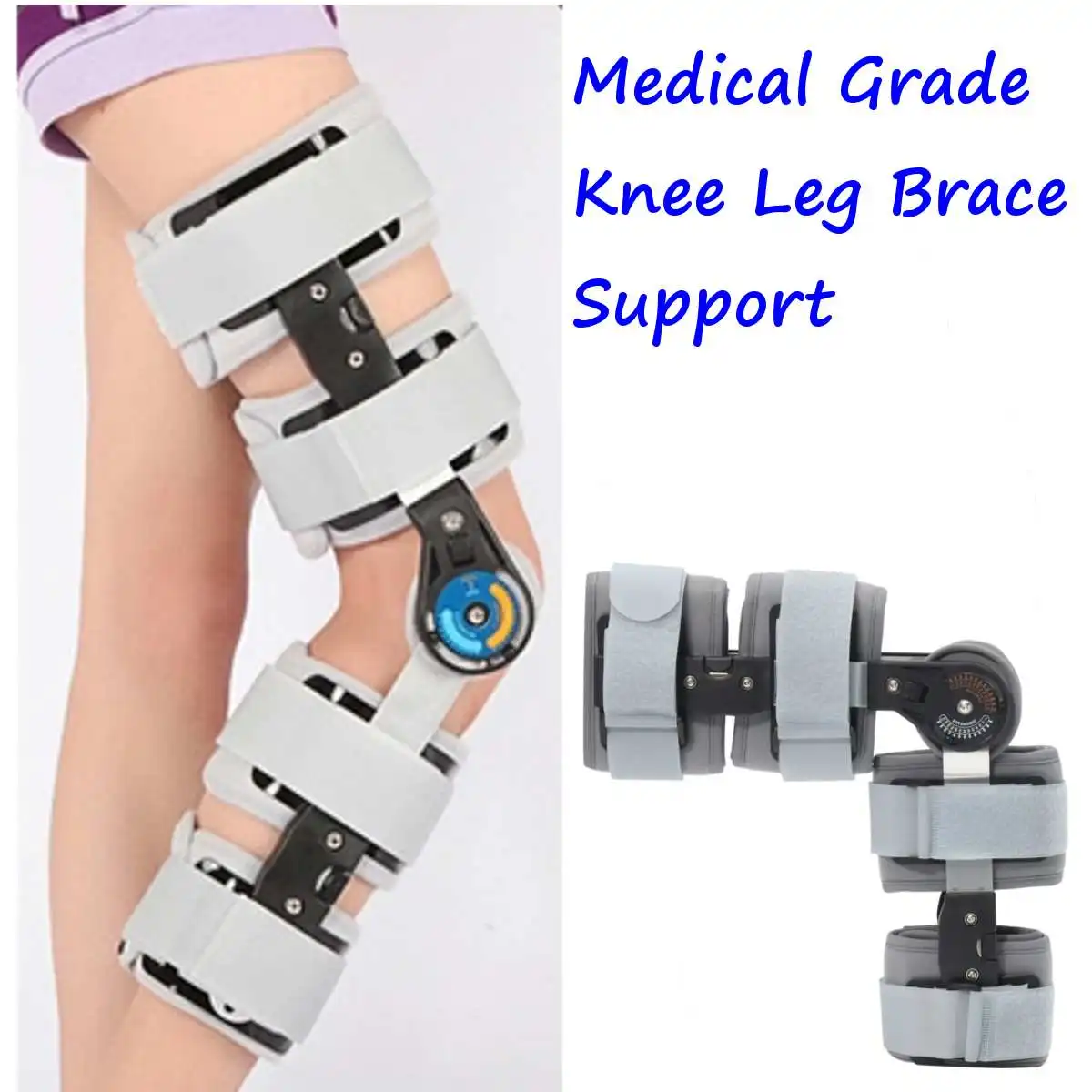 

Black/Gray Medical Grade 0-120 Degree Adjustable Hinged Knee Leg Brace Support Protect Knee Ankle Brace Ligament Damage Repair