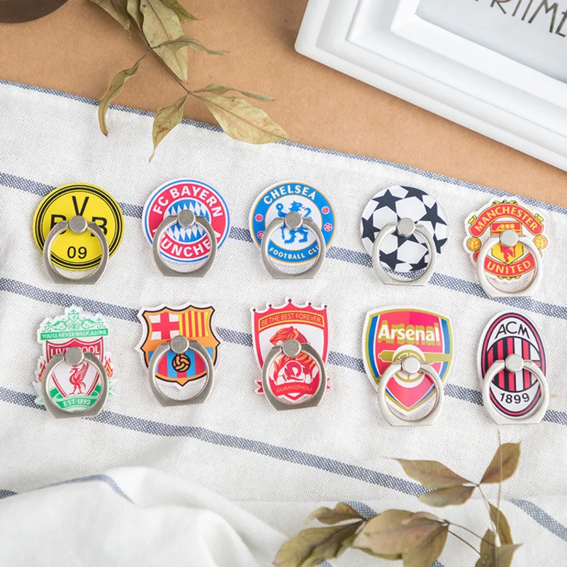 

Universal Football Team Logo Metal Finger Ring Holder Mobile Phone Holder Stand Football Fan Pattern Phone Ring Holder For phone