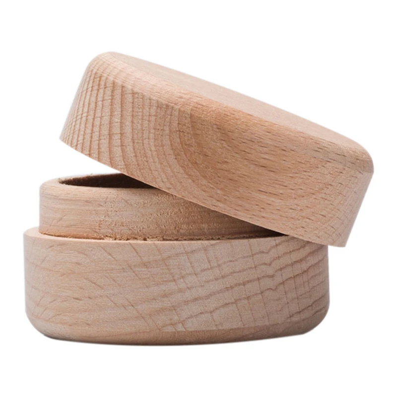

1Pc Portable Retro Round Wooden Jewelry Storage Box Ring Earrings Container Storage Box