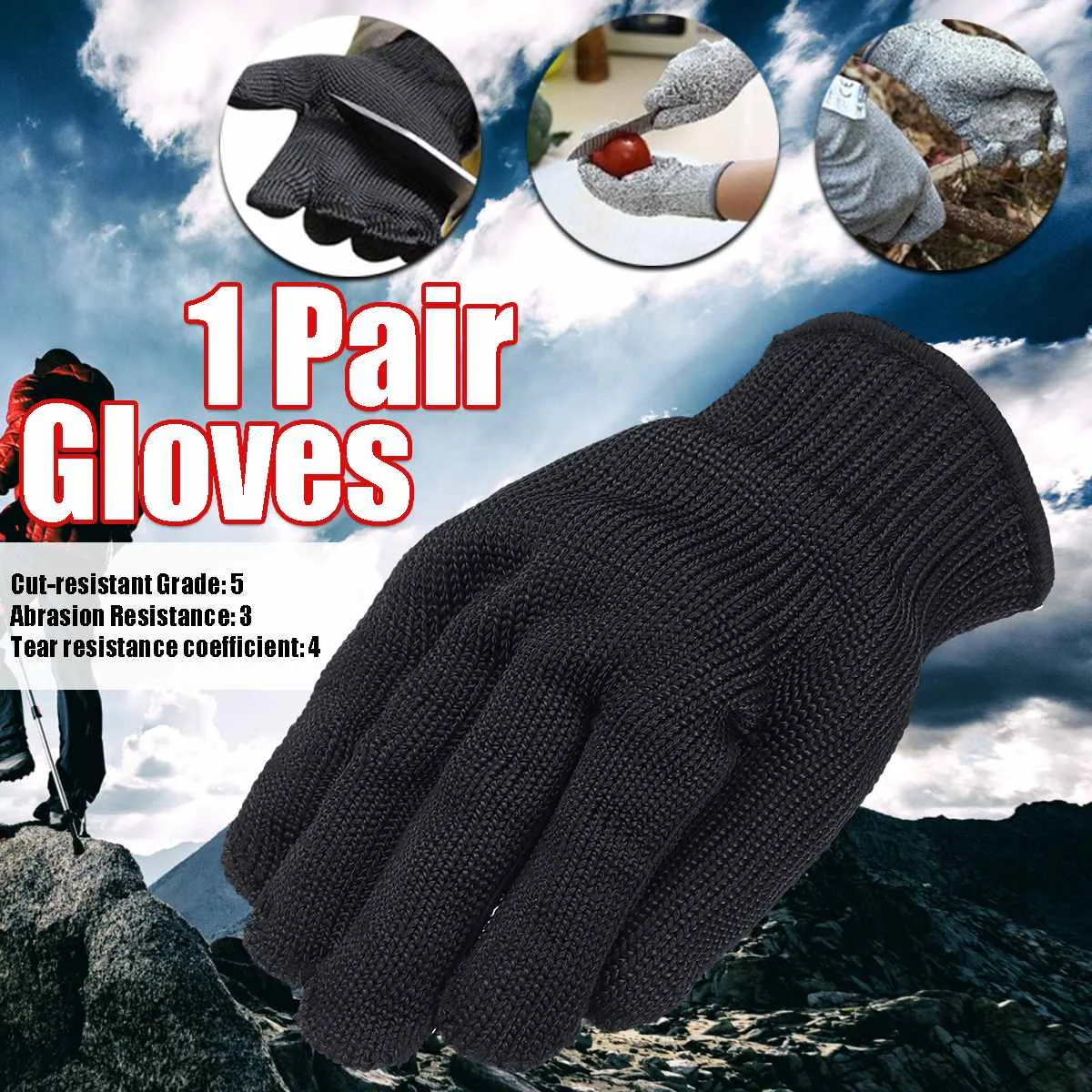 

1 Pair Stainless Steel Mesh Wire Cut Resistant Butcher Gloves Anti-static Durable Soft Washable 24cm Length Level 5 Protection
