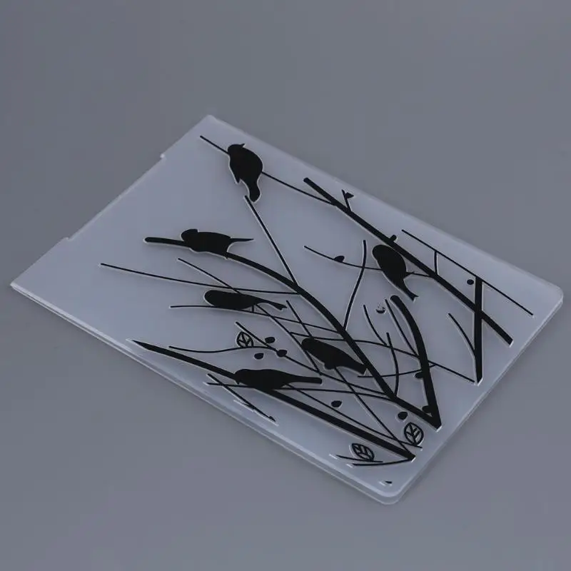 Черные Птицы Пластиковые точки тиснение папка для скрапбукинга DIY альбом карты инструмент папки для тиснения шаблон пластиковые режущие штампы